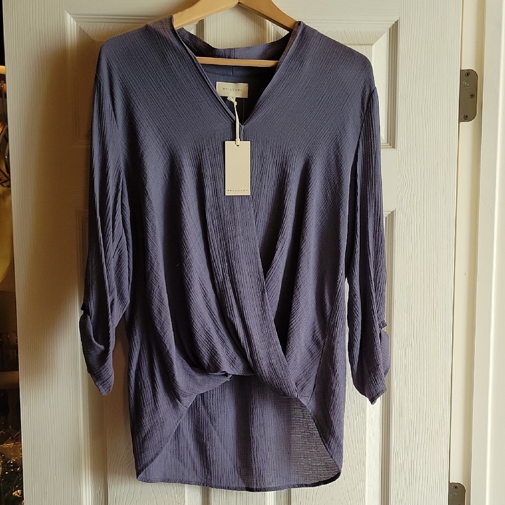 Women's Slate Blue V-Neck Top